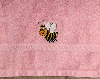 "The bee" baby pink Terry cloth towel