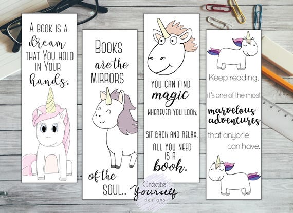 printable unicorn bookmark set unicorn bookmarks printable