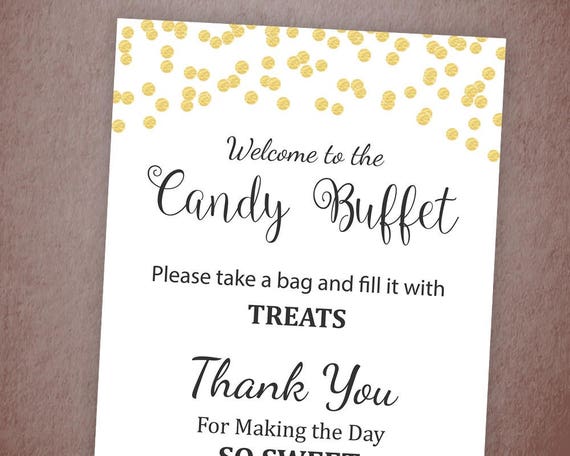 Candy Buffet Sign - Gold Confetti
