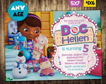 Doc McStuffins Invitation, Doc McStuffins, Doc McStuffins Party, Doc McStuffins Invite, Doc McStuffins Birthday Party, Doc McStuffins Card