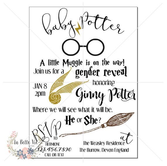Digital Harry Potter Gender Reveal Invitation