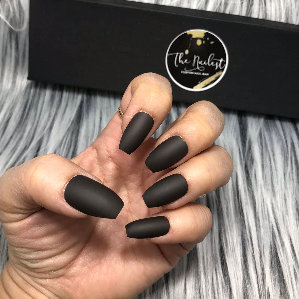 READY TO SHIP | Matte Dark Expresso Brown Almost Black Solid Press On Nails | Full Set | Fake