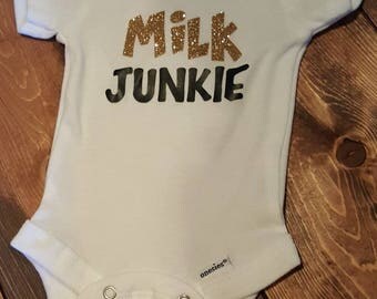 Milk Junkie Onesie- Cute Baby Onesie- Baby Shower Gift- Funny Baby Onesie- Baby Arrival