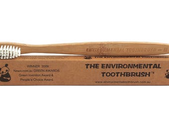 The Environmental Toothbrush.Eco Friendly Bamboo Toothbrush.Vegan.Bamboo Fibre Bristles.Biodegradable.Natural.100% Compostable.BPA Free.