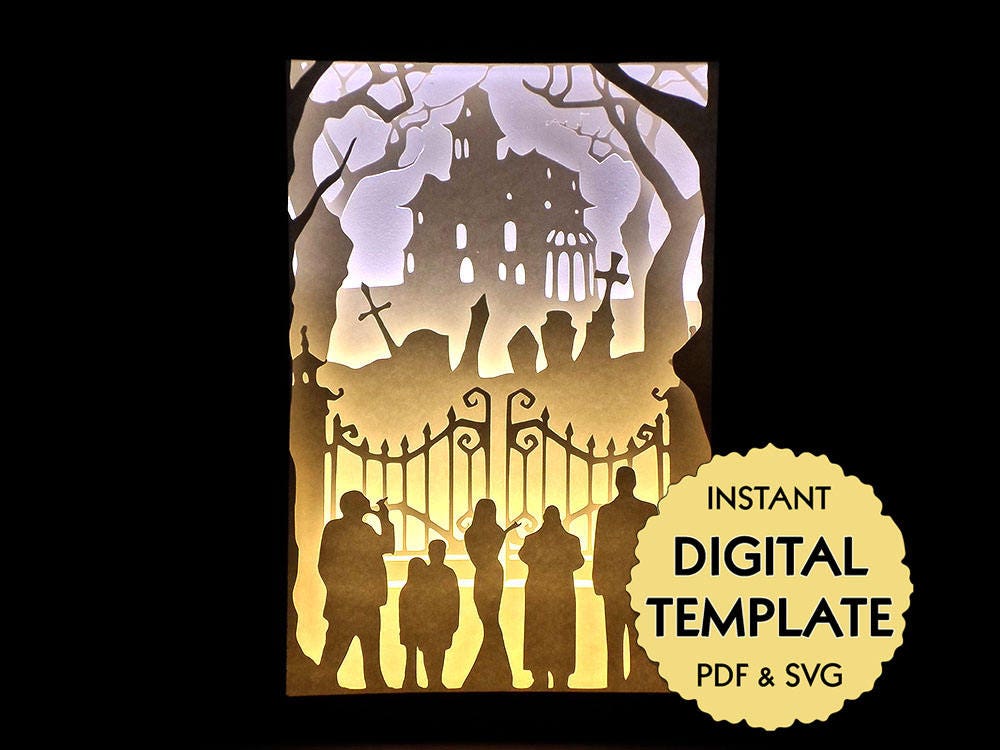 Download Template Addams Family Paper Cut File Silhouette Light Box