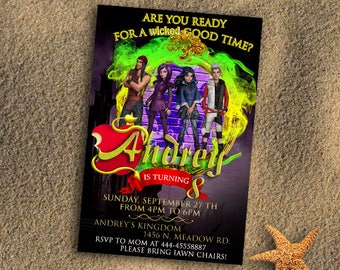 Descendants/Descendants Invitation/Disney Descendants 2 Invite/Descendants Birthday Invitation/Disney Descendants Birthday Party