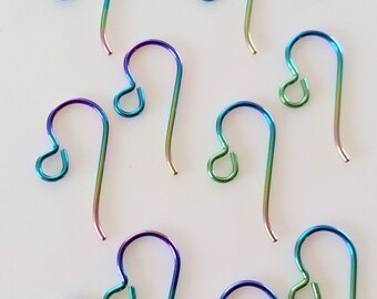 6 Pairs Rainbow Niobium Ear Wires Rainbow Ear Wires Hand Colored Niobium Earwires Make Hypoallergenic Earrings For Sensitive Ears