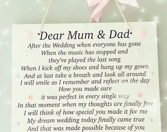 Parents of the bride gift / wedding gifts parents / wedding gifts for parents / parents of the bride / parents of the groom / personalised