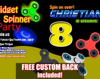 Fidget Spinner Birthday Invitation, Fidget Spinner Invitation, Boy Birthday, Girl Birthday, Red White Black Gold, Personalized & Custom