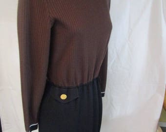ST. John Marie Gray SZ 4 Brown Black LS Knit Dress Mint Condition Belt Missing