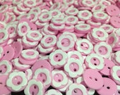 Mini Pink White Daisy Floral Plastic Buttons 12mm Round Baby Shower Bride Bridal Wedding Babies Boy Girls Summer Spring Garden Flower Sew