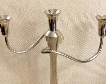 Stylish Stainless Steel Marks & Spencer 3 Armed Candelabra Candle Holder #r715