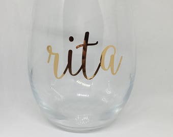 Monogram Wine Glass/Gold Wine Glass/Silver Wine Glass/Rose Gold Wine Glass/Wine Glasses/Personalized Wine Glass/Bridal Party/Wedding Gift