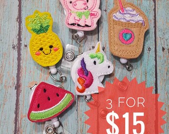 3 Badge Reels, Nurse Badge Reels, Badge Reel, Nurse, Nurse Gift, Badge Clips, RN Gift, Felt Badge Reel, LPN Gift, Retractable Badge Holder