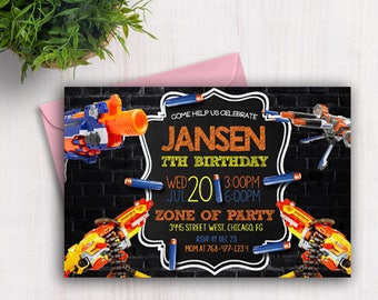 NERF Invitation, NERF Party Invitation, NERF Invite, Nerf Birthday, Nerf Birthday Invite, Nerf Party, Nerf Birthday Invite, Nerf printable