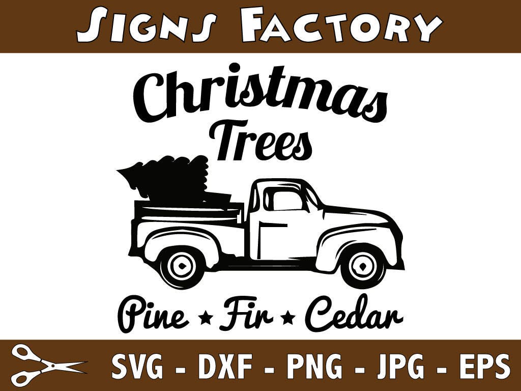 Christmas Tree SVG Old Truck SVG truck with christmas tree