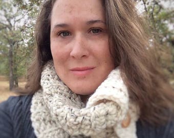 Crochet button cowl, aspen cowl, collar, scarf, toddler, child, teen, teenager, adult, women