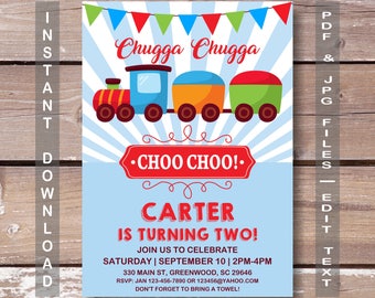 Train Invitation, Train Birthday Invitation, INSTANT DOWNLOAD, Train Party, Vintage Train invitation, Boy Invitation, Train, Train Birthday