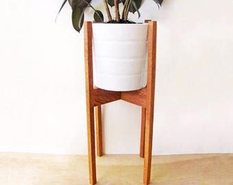 Large Mid Century Modern Oak Plant Stand