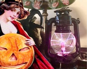 Black Lantern, Gothic, Steampunk Plasma Globe, Victorian, portable steampunk nightlight, Raven, Steampunk Cosplay