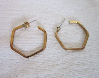 Vintage Gold Tone Hoop Pierced Earrings