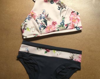 The Amara Set. Matching floral crop top and hot pant shorts.