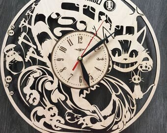 Studio Ghibli Wall Clock Steampunk Art Housewarming Gift Rustic Greek Party Supplies My Neighbor Totoro Anime Wall Art Wood Wall Clock