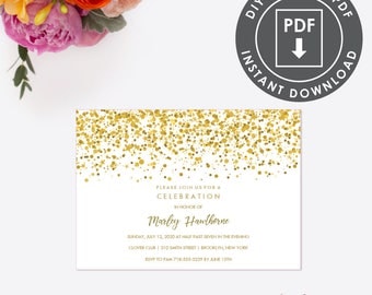 EDITABLE Retirement Party INVITATION, Instant Download Party Invitation, Printable Retirement Party Invitation GoldRetirement PDF 009G