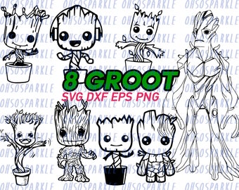 groot svg, groot clipart, png, eps, dxf, cut files, silhouette, vector, vinyl, stencils, cricut, graphics,printable, guardian of the galaxy