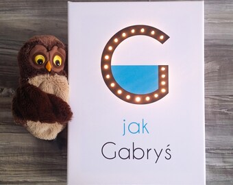 Light up letter with name, LED name sign, LED letter, Nursery decor, Marquee letter, Personalized gift for newborn, Aqua decoration, Canvas