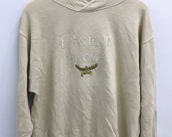 RARE!! Vintage MCM Legere Hoodie Sweatshirt..Embroided Logo..Size M..Made in Italy..