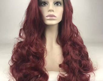 100% Unprocessed Human Hair Full Lace Wig Ombre 1b/Burgundy wavy Human Hair Wig With Baby Hair