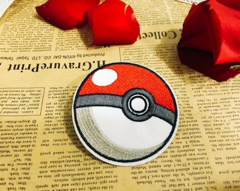 Poke ball iron on patch /cartoon patch /embroidered patch/cartoon patch /pokemon patch/iron on jackets/hats/jeans/DIY