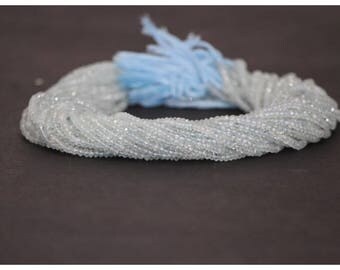 100% Natural Blue Aquamarine Faceted Rondelle Beads Strand 3-3.5mm