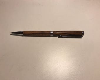 Custom slimline Mango wood pen with silver finish