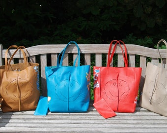 Tagged leather Shopper bag