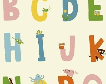 PREORDER - Heather Ross - Alphabet in White - Kinder - (43481-3) - 1/2 Yard++