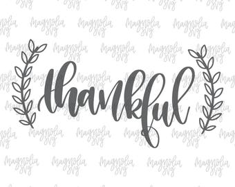 Thankful svg, Thanksgiving svg, Thanksgiving Shirt svg, Handlettered svg with Hand drawns Wreath, Cutting Files for Silhouette and Cricut
