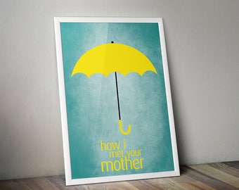 How I Met Your Mother Minimalist Print, TV Show Poster Print, How I Met Your Mother Wall Art, Yellow Umbrella Minimalist Art Print.