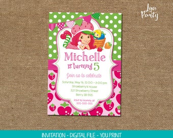 Strawberry Shortcake invitation print yourself, Strawberry Shortcake birthday invitation, Strawberry Shortcake party invitation