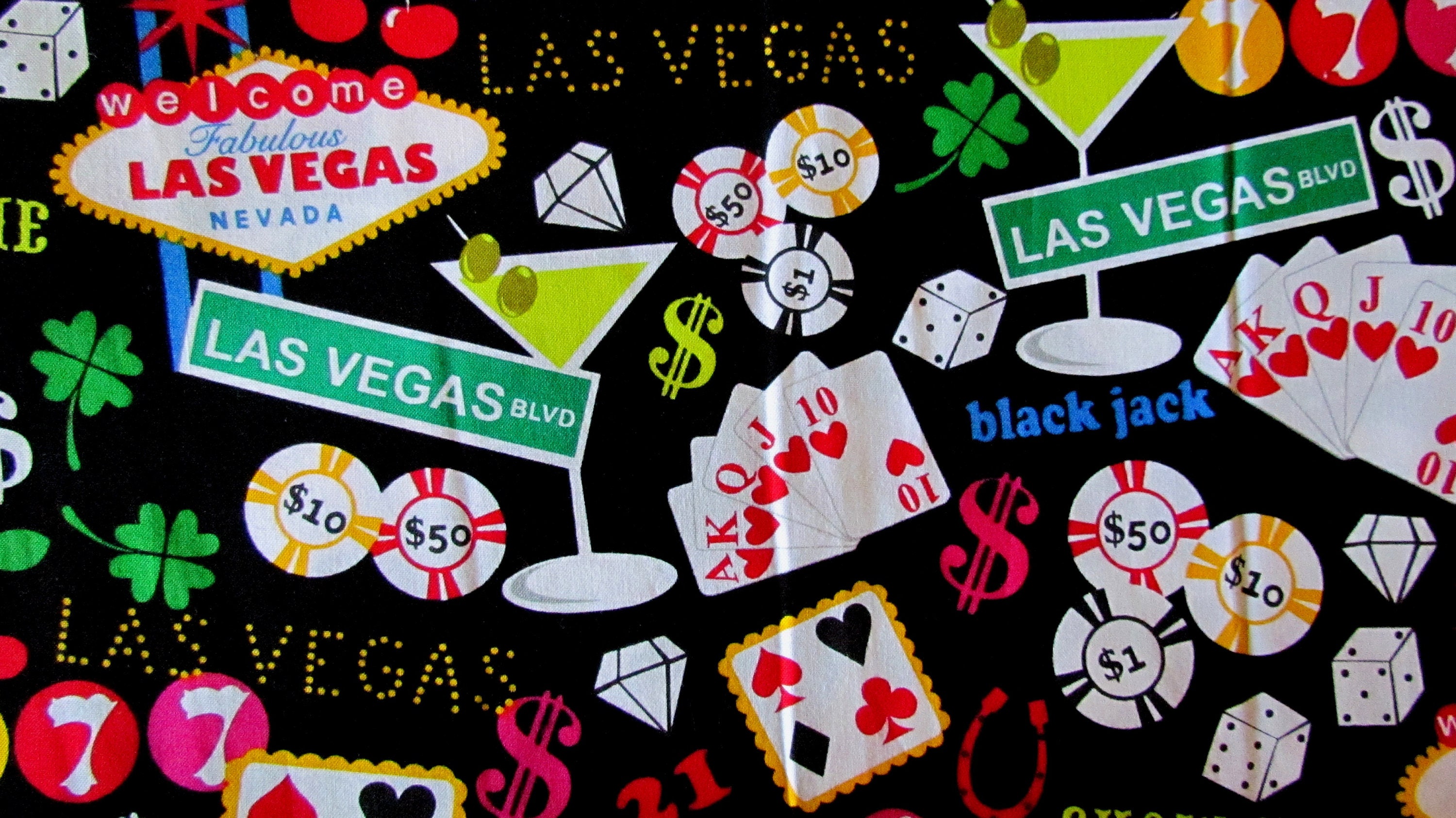 Fabric Las Vegas Nevada Casinos Gambling Shows Black Jack