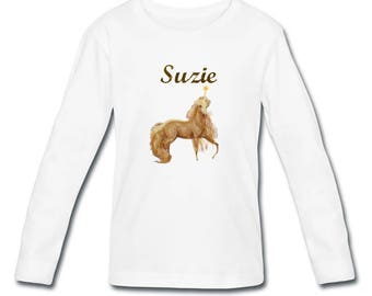 T-shirt long sleeved Unicorn girl personalized with name