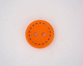 Wood border Point 15 mm x 10 - Orange - 001799 button
