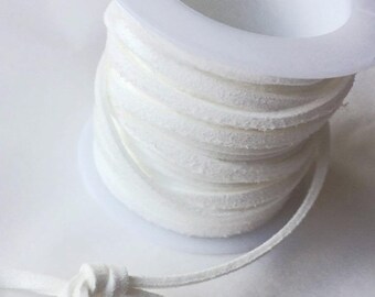 Suede lace / white 3mm /largeur cut 50 cm
