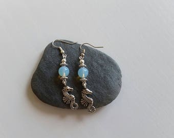 Opal blue (8 mm) Stud Earrings