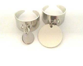 Ring charm round flat pendant 10mm Silver (no brand Deloch'.).