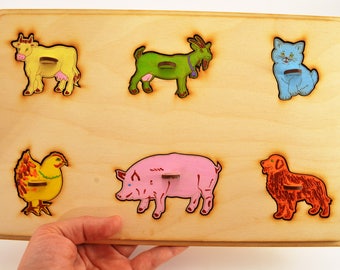 Wooden puzzle Wooden elephants Wooden animal gift Educational toys Animal puzzle Elephants family Toy for autism Baby gifts Gift 1st