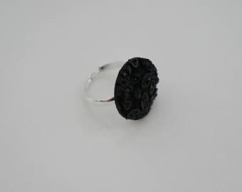 Sequined black ring - dark nature...