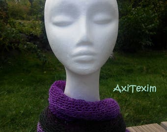 Neck warmer, snood multicolor chic purple tones