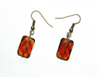 Caramel glass rectangle earrings
